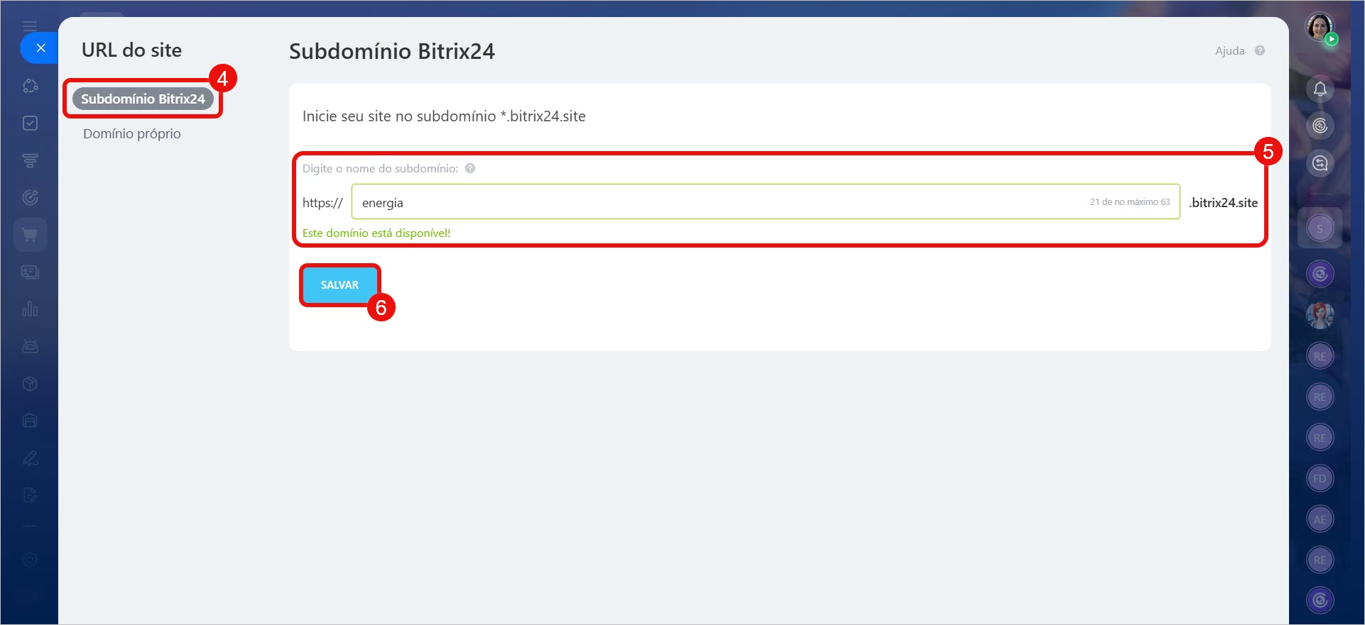 subdomínio subdomínio